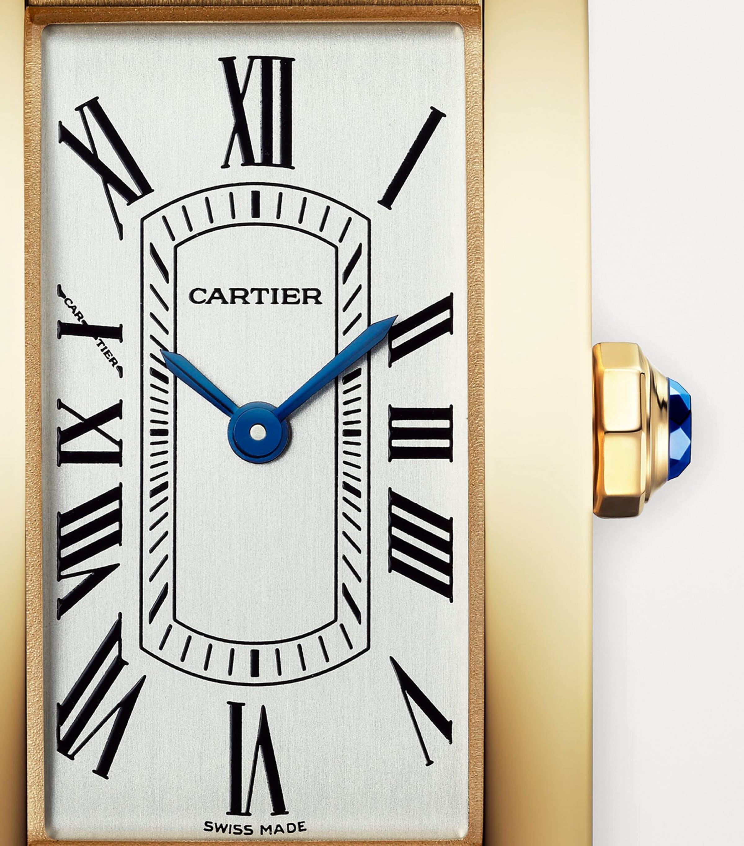 Small Yellow Gold and Sapphire Tank Américaine Watch 19.4mm SILVER Image 3