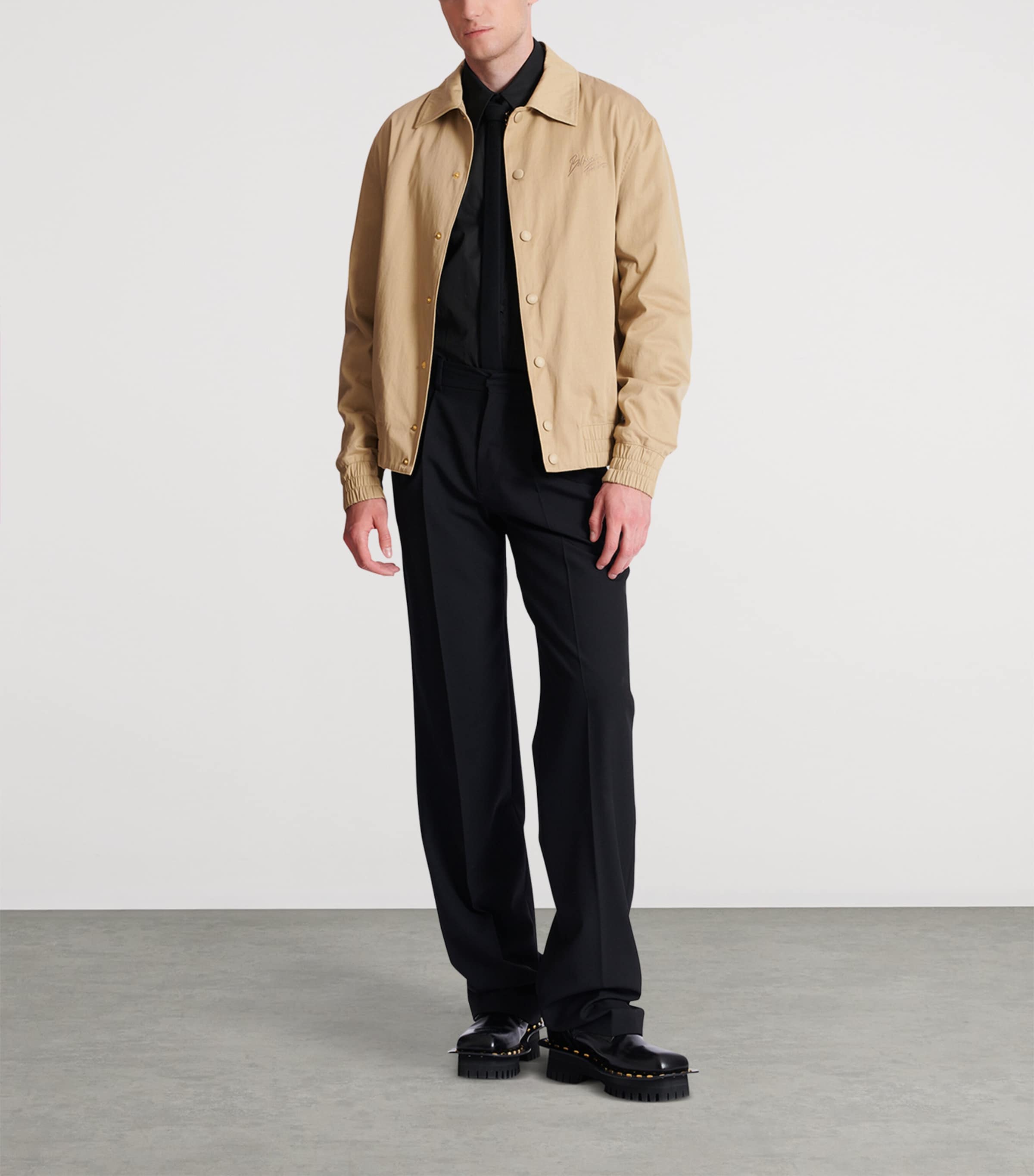 Cotton Embroidered Bomber Jacket 0FK BEIGE Image 3