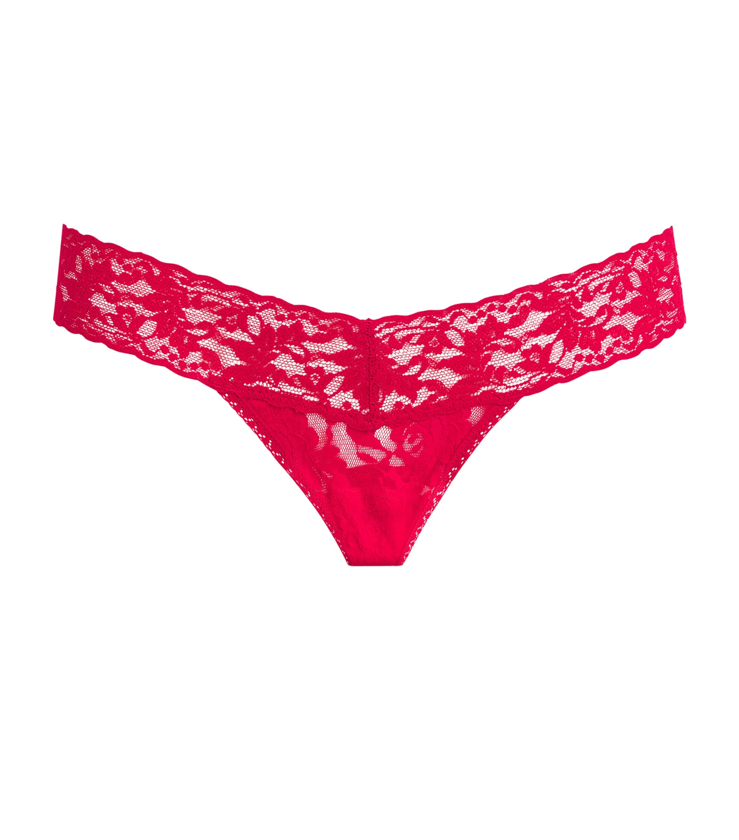 Hanky Panky Womens Lace Low-Rise Thong Red Image 1