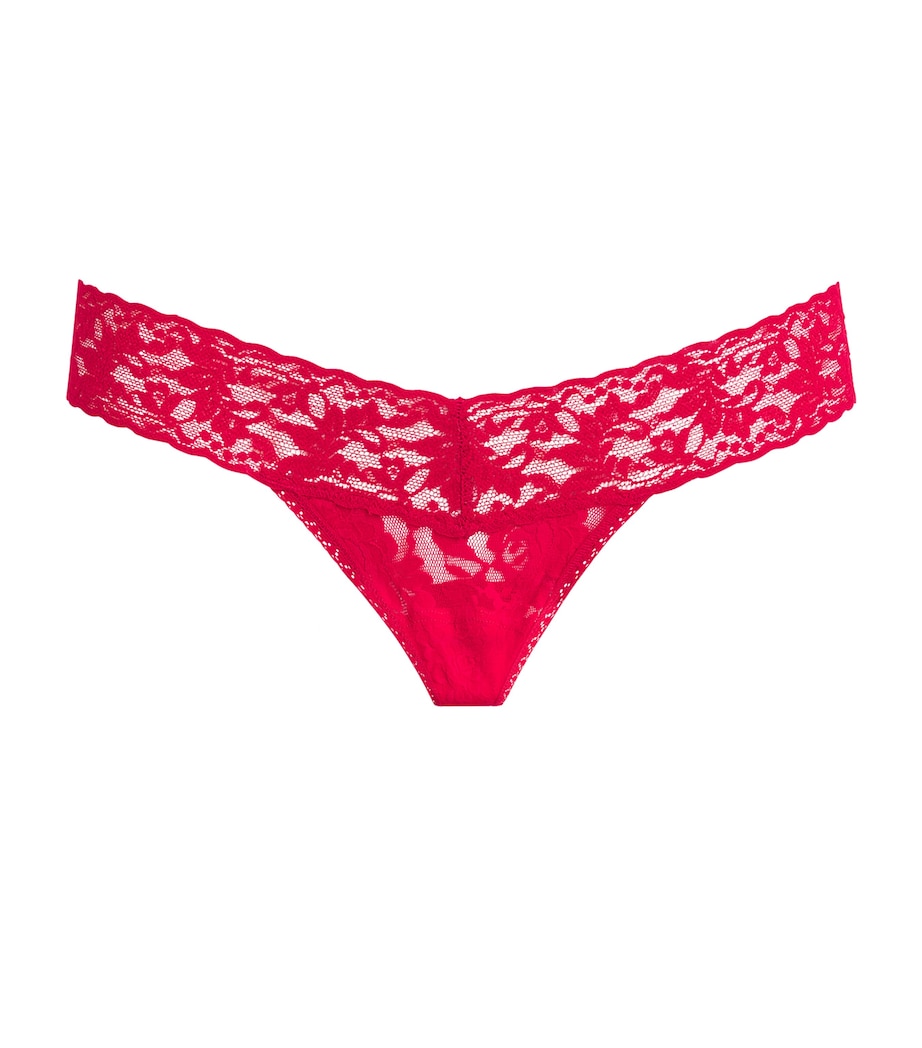 Hanky Panky Womens Lace Low-Rise Thong Red Image 1