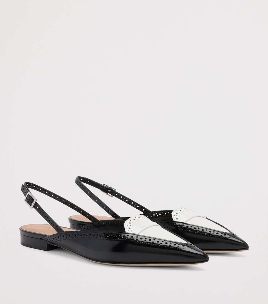 Brushed Leather Laurie Slingback Flats BLACK Image 3