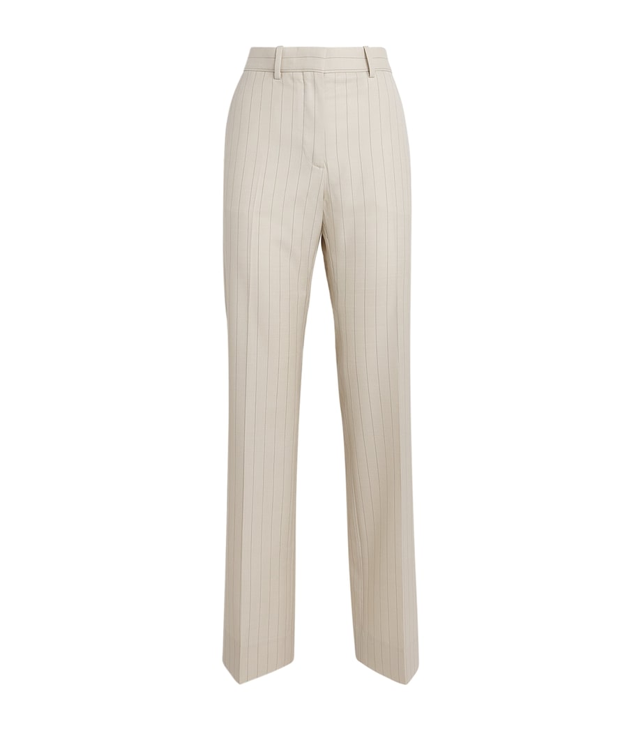 Acne Studios Womens Wool Pinstripe Straight Trousers Cream Beige Image 1