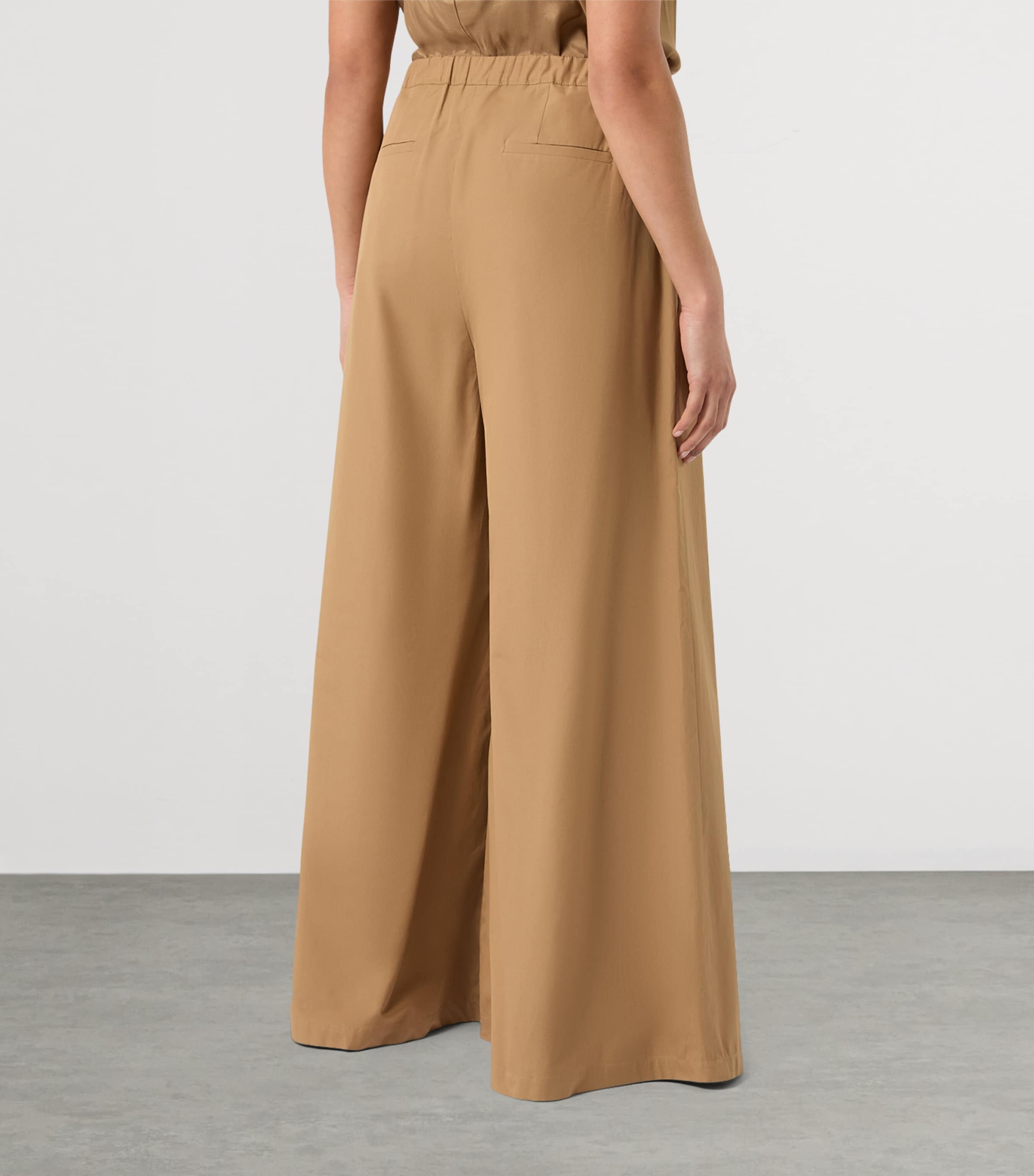 Marina Rinaldi Womens Cotton Poplin Wide-Leg Trousers Camel Image 4