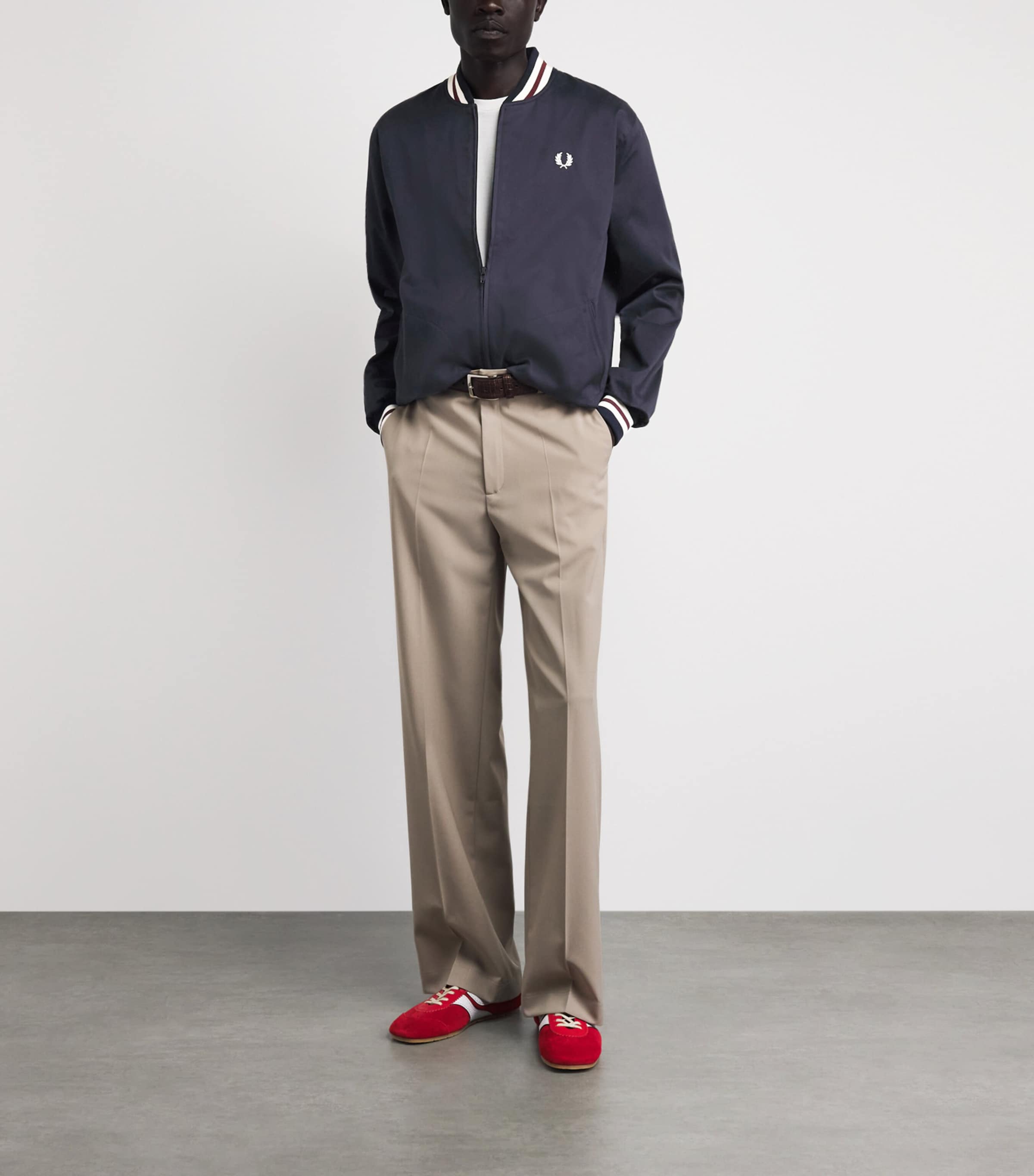Fred Perry Mens Cotton Tennis Bomber Jacket Navy Image 2