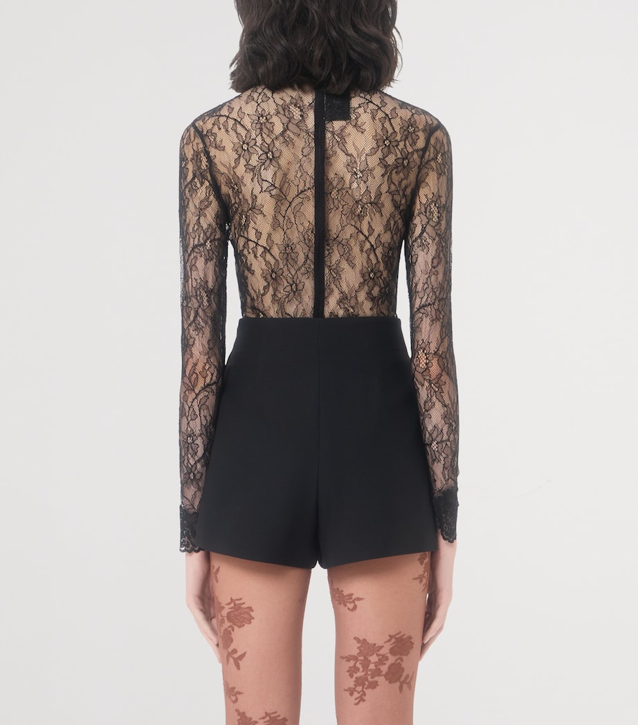 Valentino Womens Lace High-Neck Bodysuit Image 4