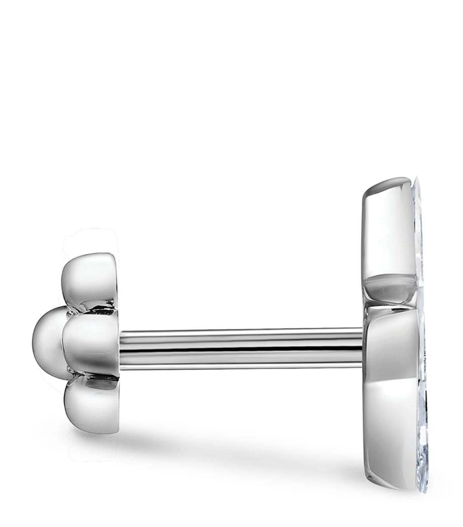 White Gold Invisible Set Diamond Star Threaded Stud Earring (7mm) WHITE GOLD Image 4