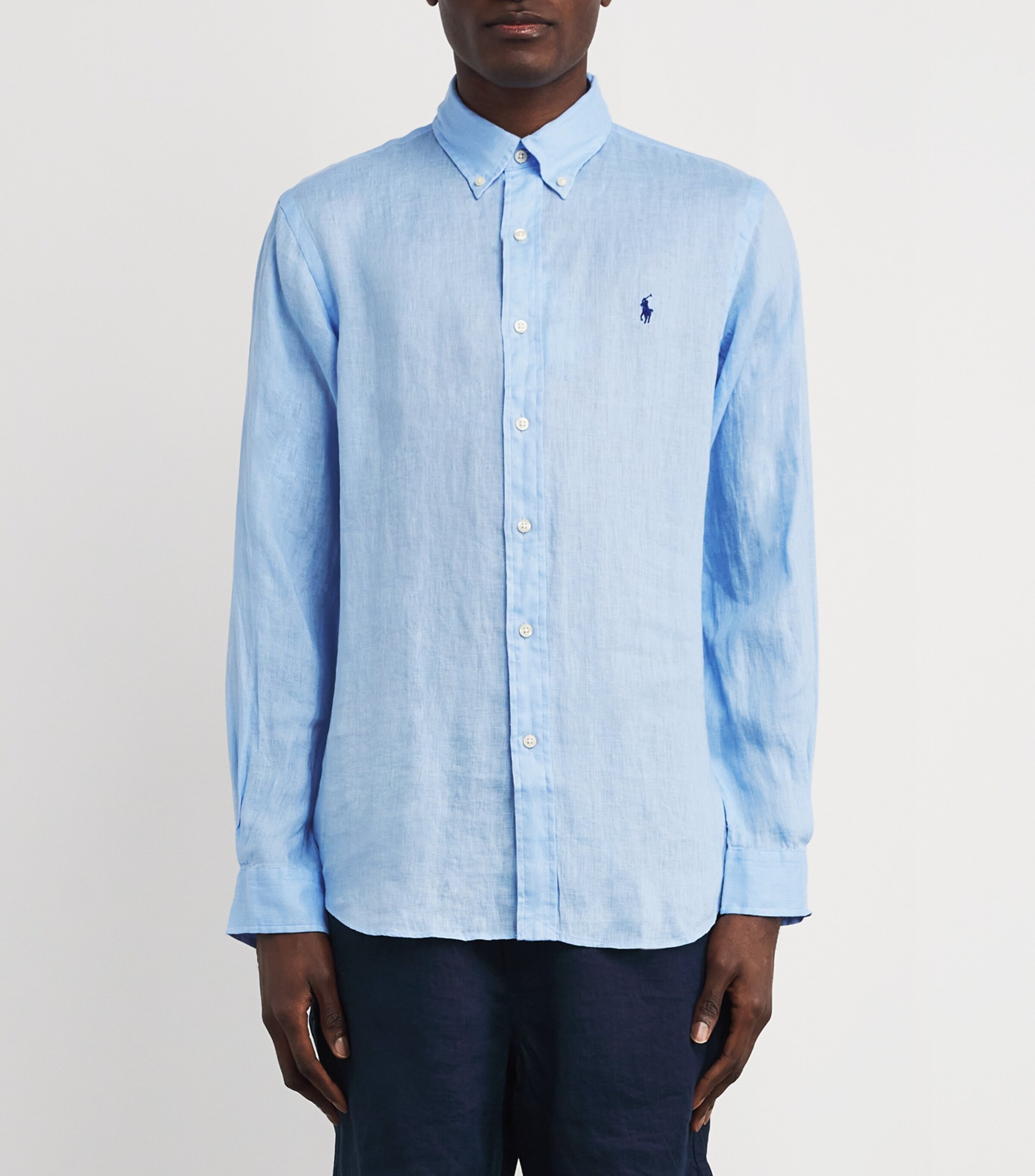 Polo Ralph Lauren Mens Linen Custom Fit Shirt Blue Image 3