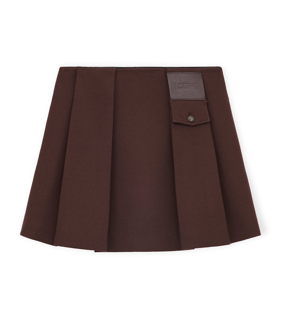 Wool-Silk Pleated Mini Skirt DARK BROWN Image 1