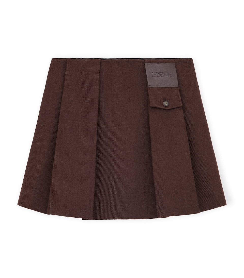Wool-Silk Pleated Mini Skirt