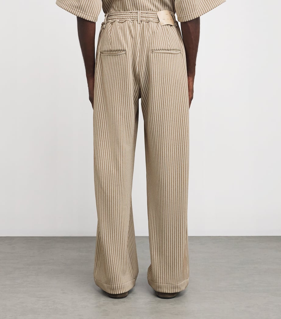 Song For The Mute Mens Jersey Stripe Lounge Wide-Leg Trousers Beige Image 4