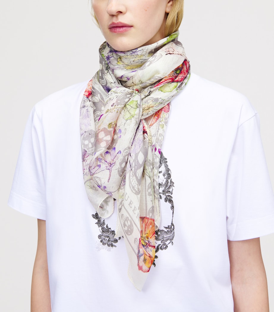 McQueen Silk Spider Floral Scarf Image 2