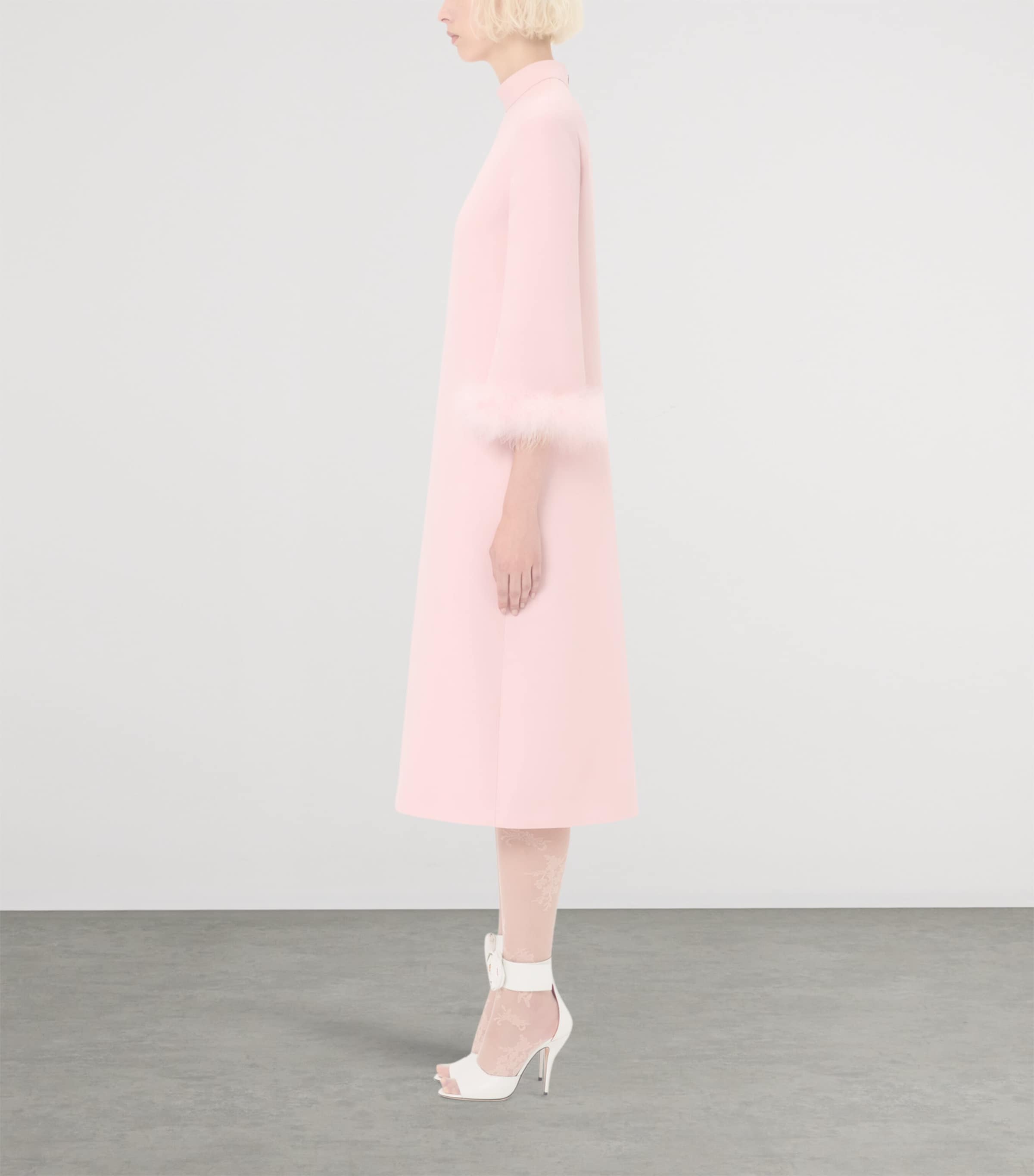 Crepe Feather-Trim Midi Dress R13 Image 3