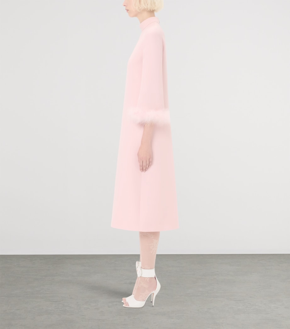 Crepe Feather-Trim Midi Dress R13 Image 3