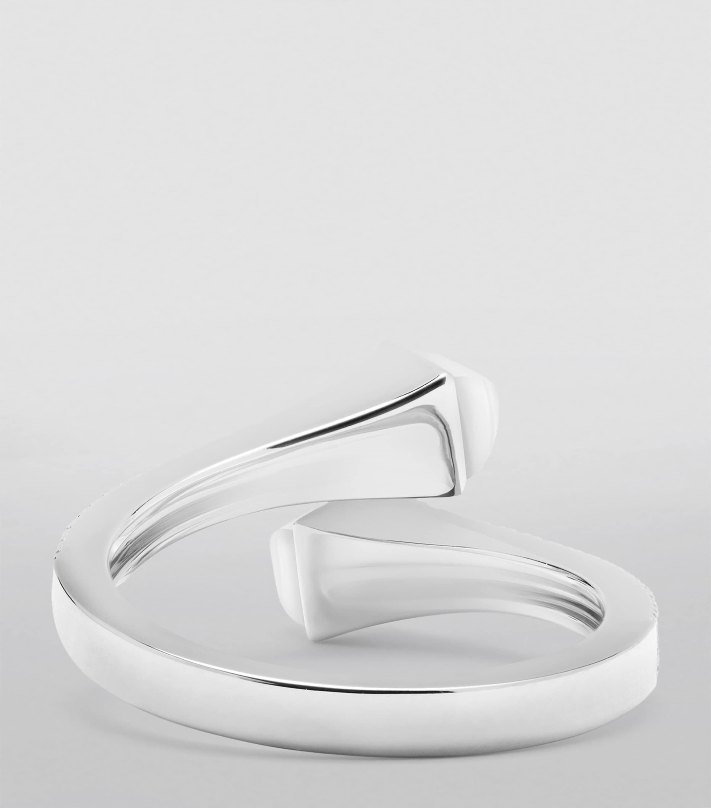 White Gold, Diamond and White Agate Cleo Ring WHITE GOLD Image 3