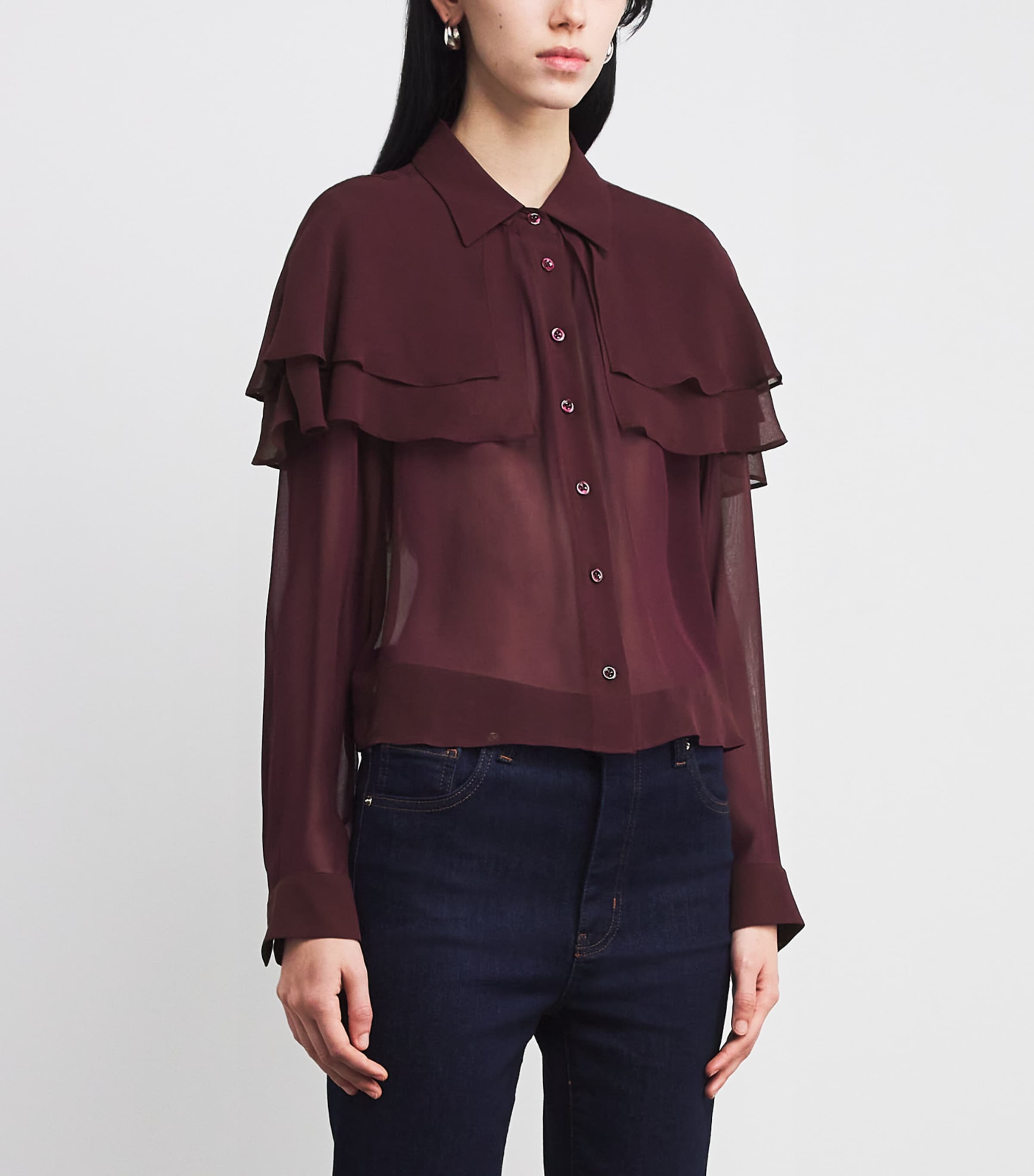 Silk Cape Blouse CABERNET Image 3
