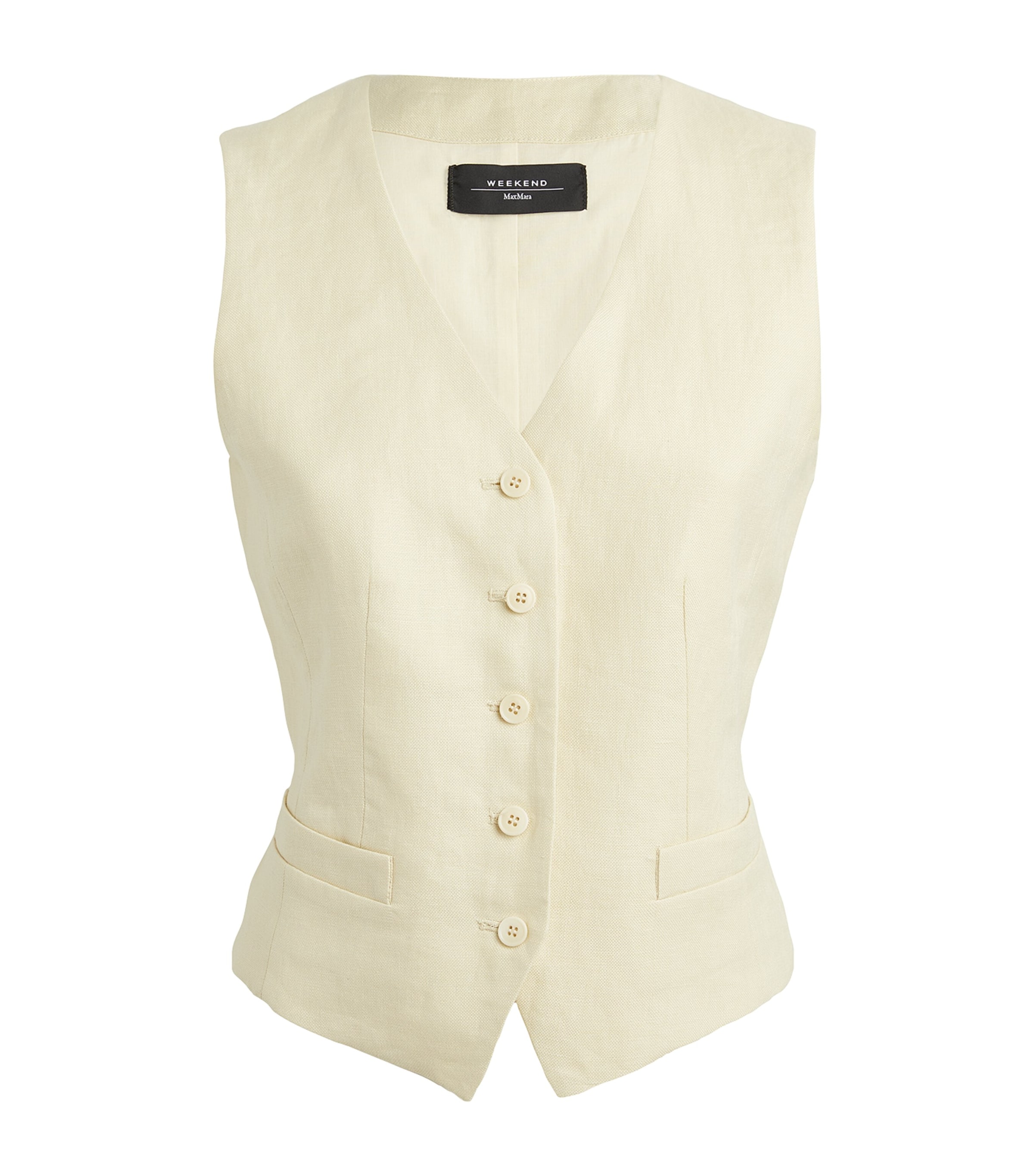 Weekend Max Mara Linen Waistcoat In Beige