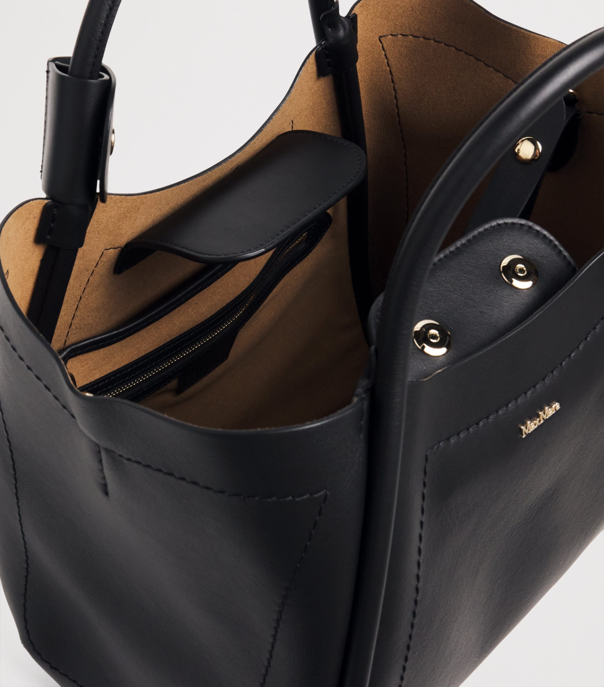 Small Leather Marine Top-Handle Bag BLACK Image 4