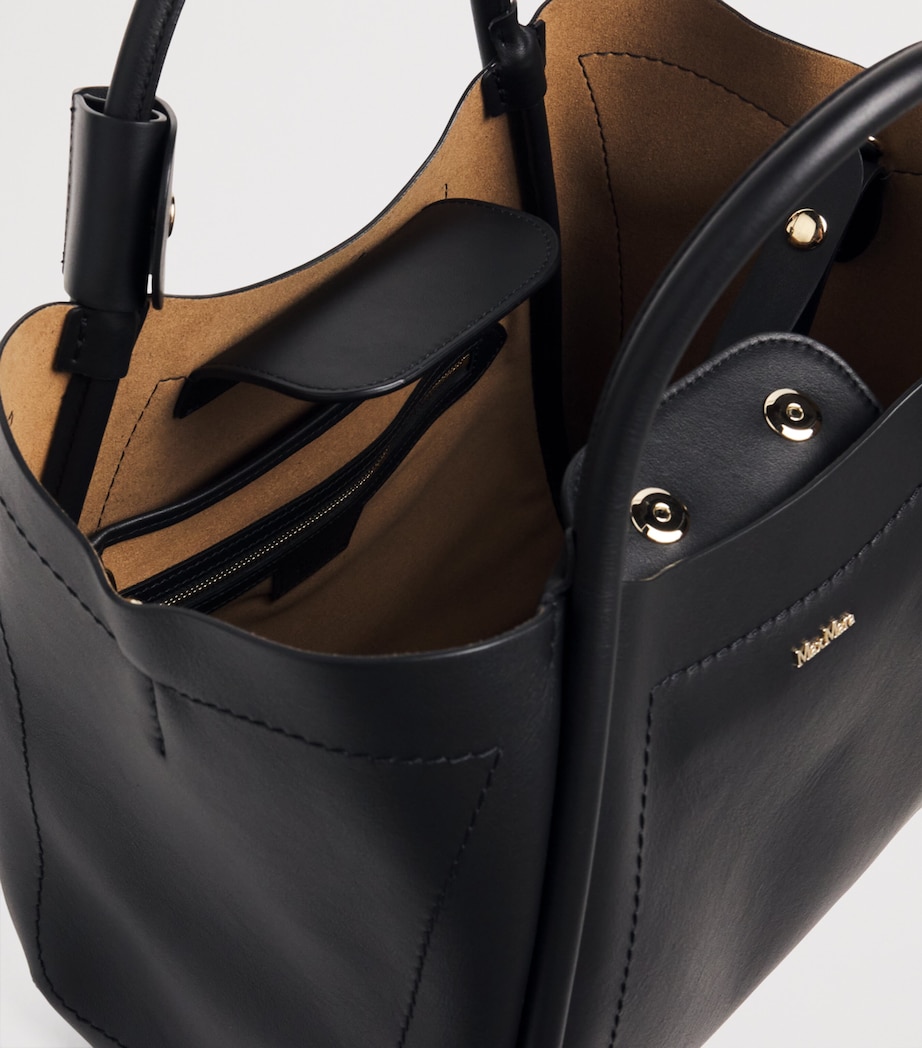 Small Leather Marine Top-Handle Bag BLACK Image 4