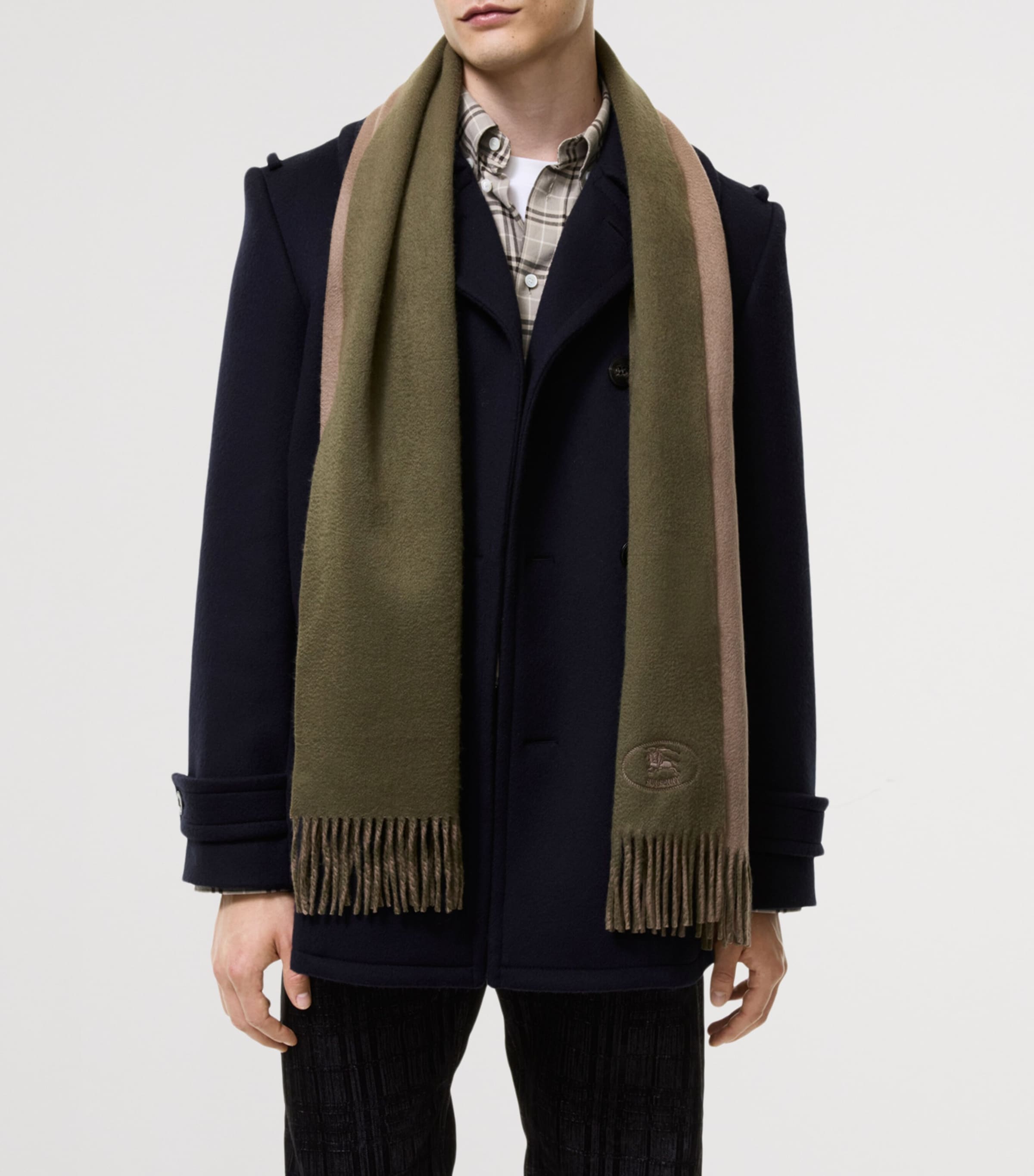 Burberry Cashmere EKD Stamp Scarf Pea/vole Image 3