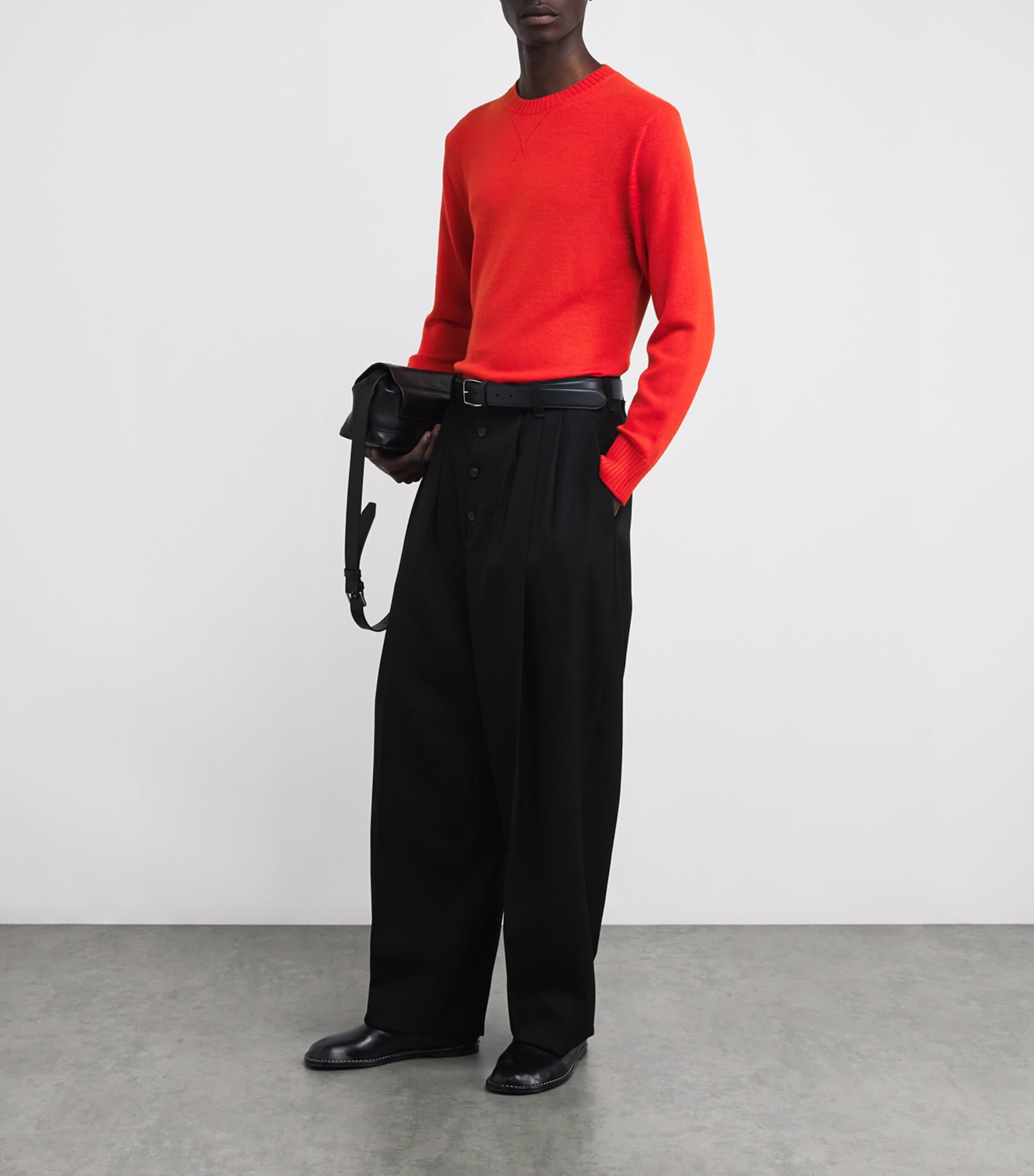 Jil Sander Mens Virgin Wool Crew-Neck Sweater Poppy Image 2