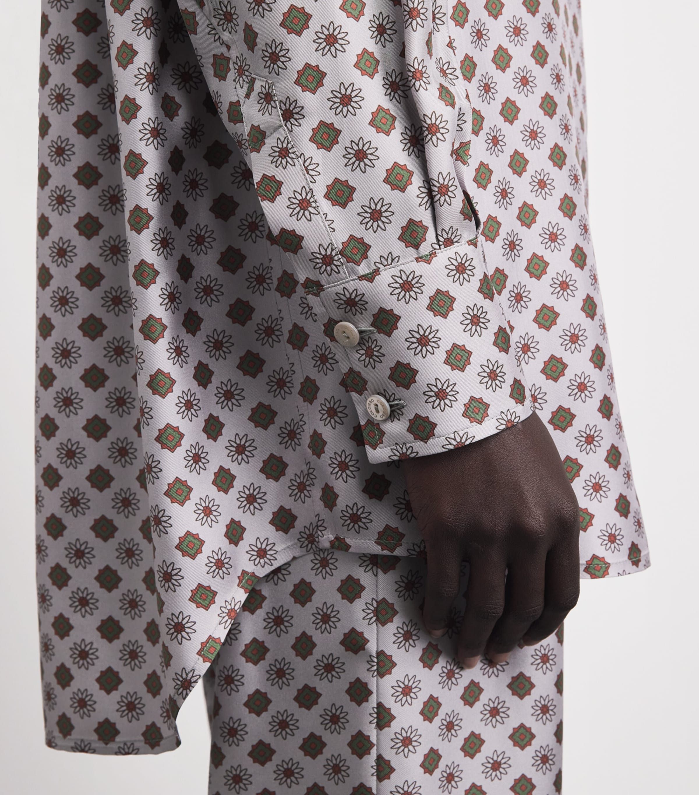 Colombo Womens Silk Twill Printed Shirt Edelweiss Print Image 3