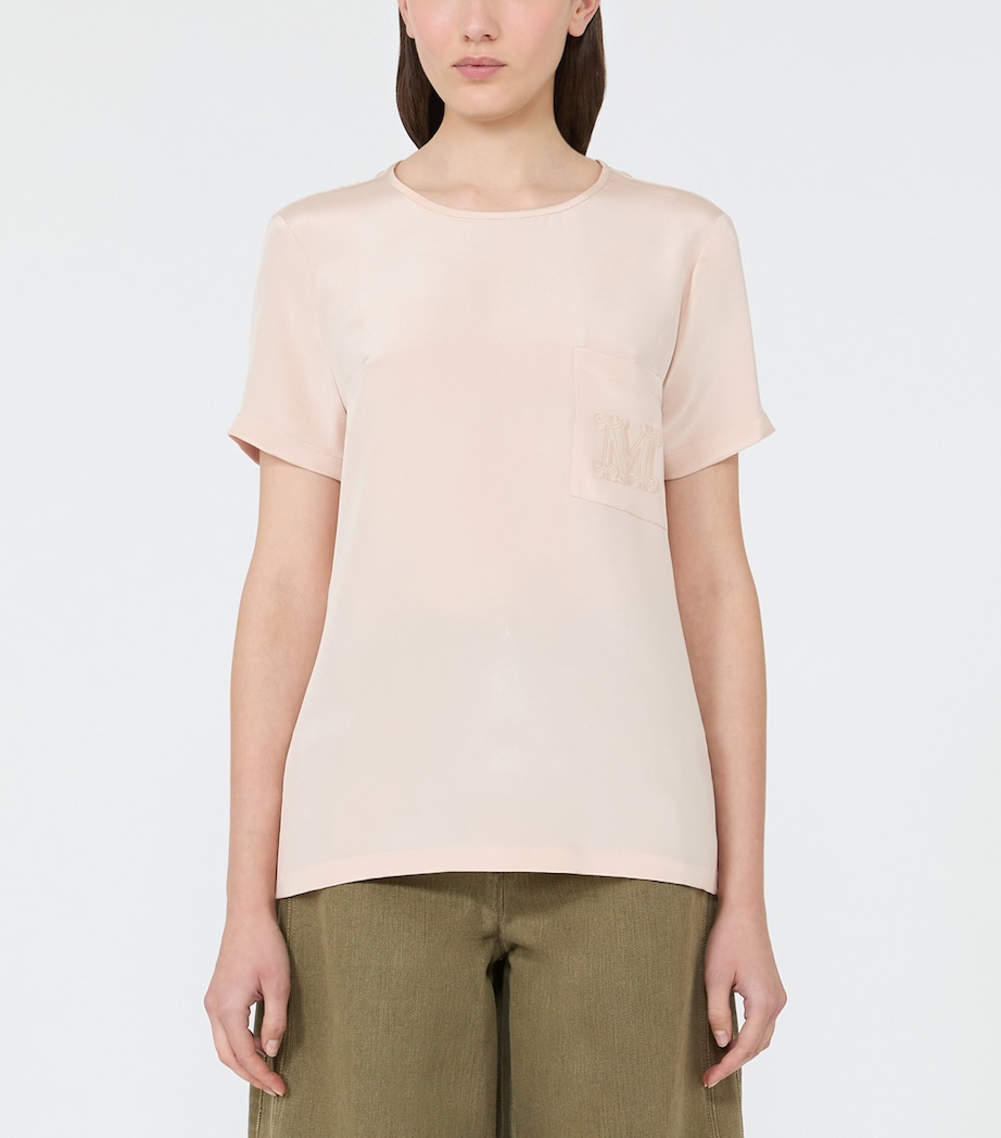 Max Mara Womens Silk T-Shirt Pink Image 3