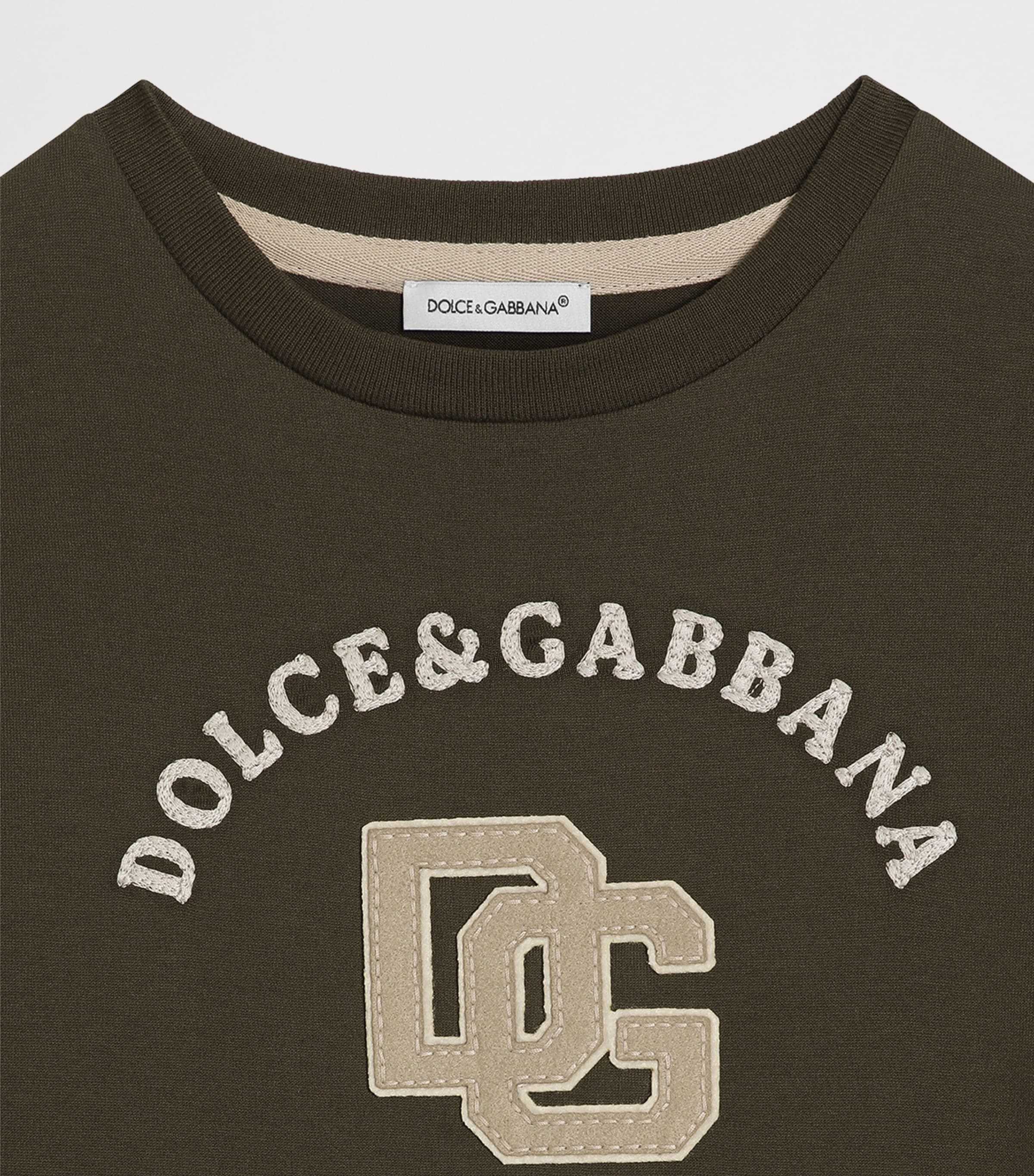 Dolce&Gabbana Kids Cotton Logo T-Shirt (8-12+ Years) Dark Mud Grey Image 4