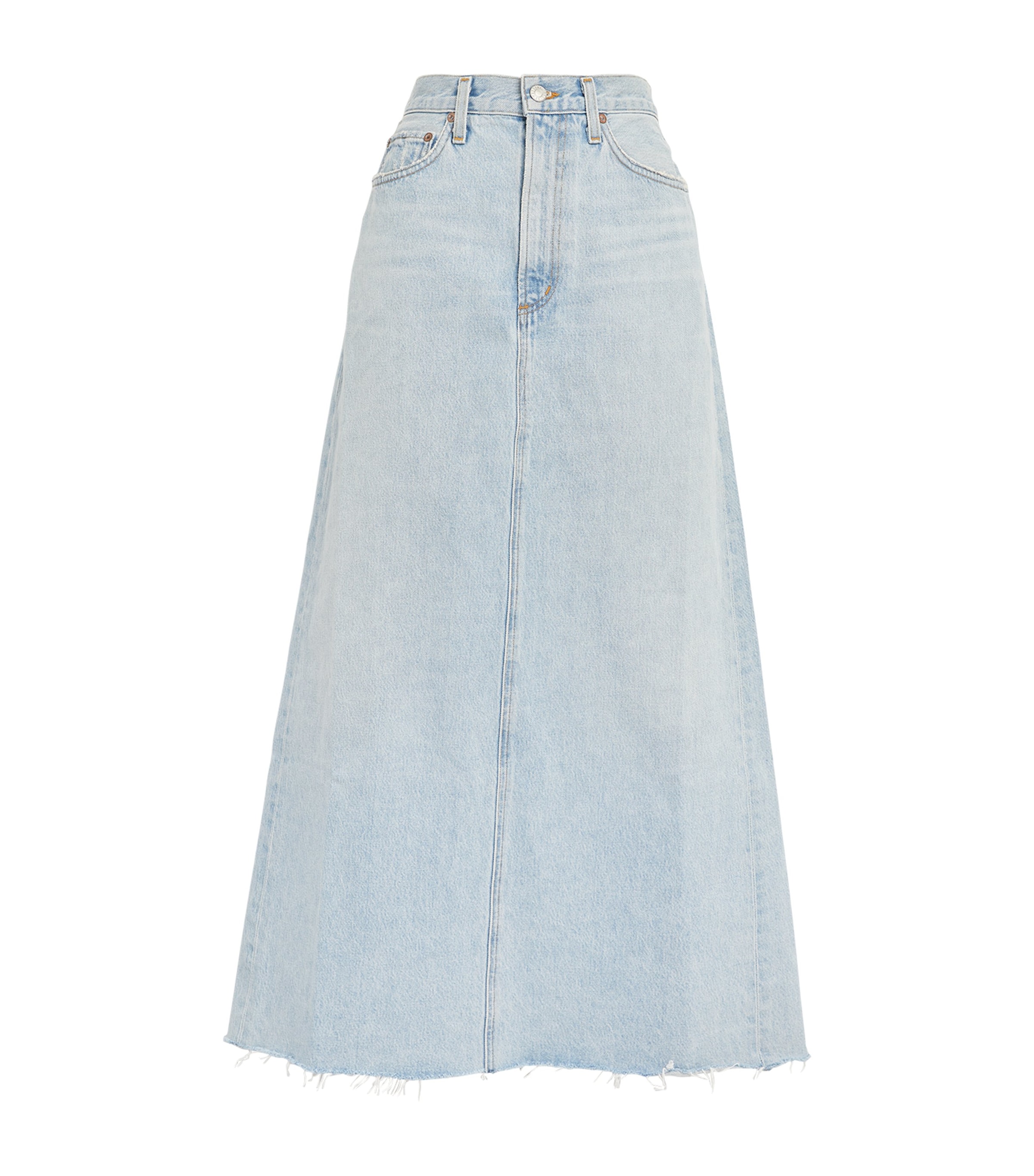 Shop Agolde Denim Hilla Maxi Skirt In Blue