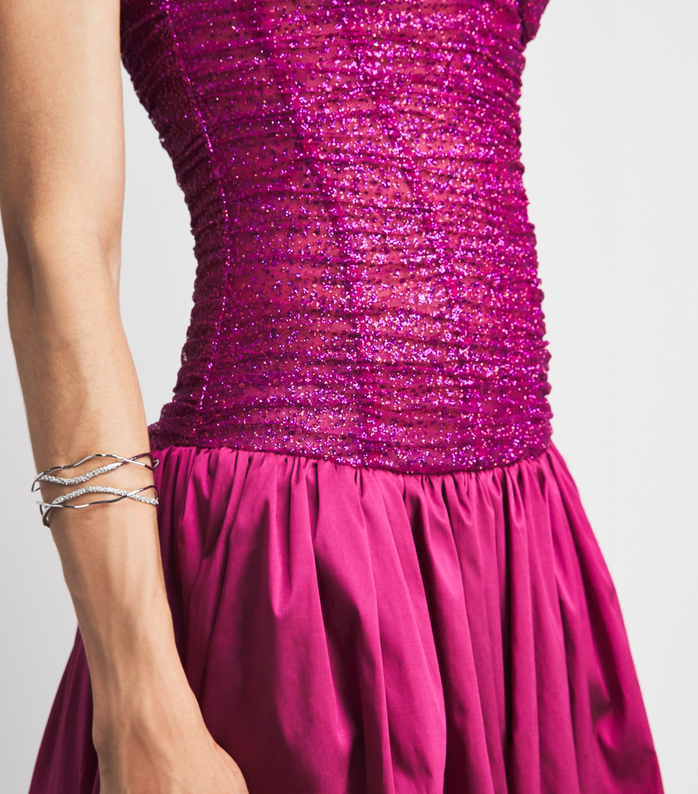 Sandra Mansour Womens Taffeta Twilight Gown Asis C Fuchsia Image 3