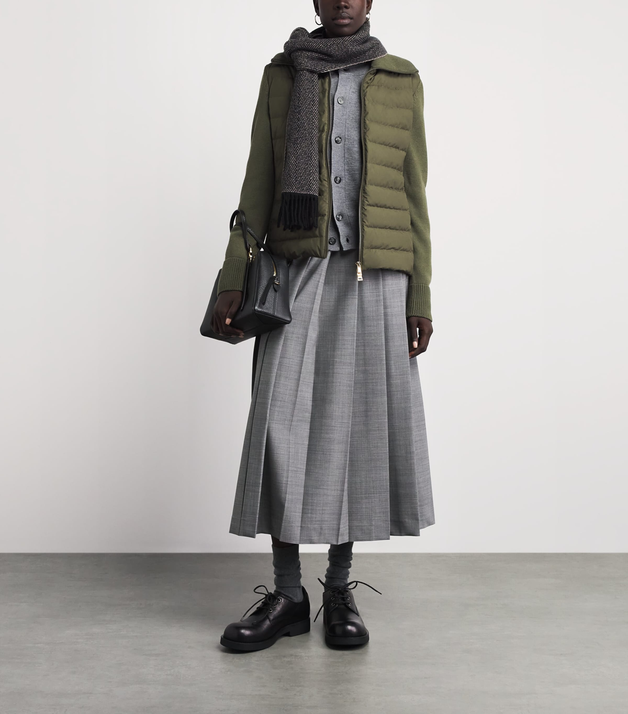 Moncler Womens Virgin Wool Padded Quilted Cardigan Image 2