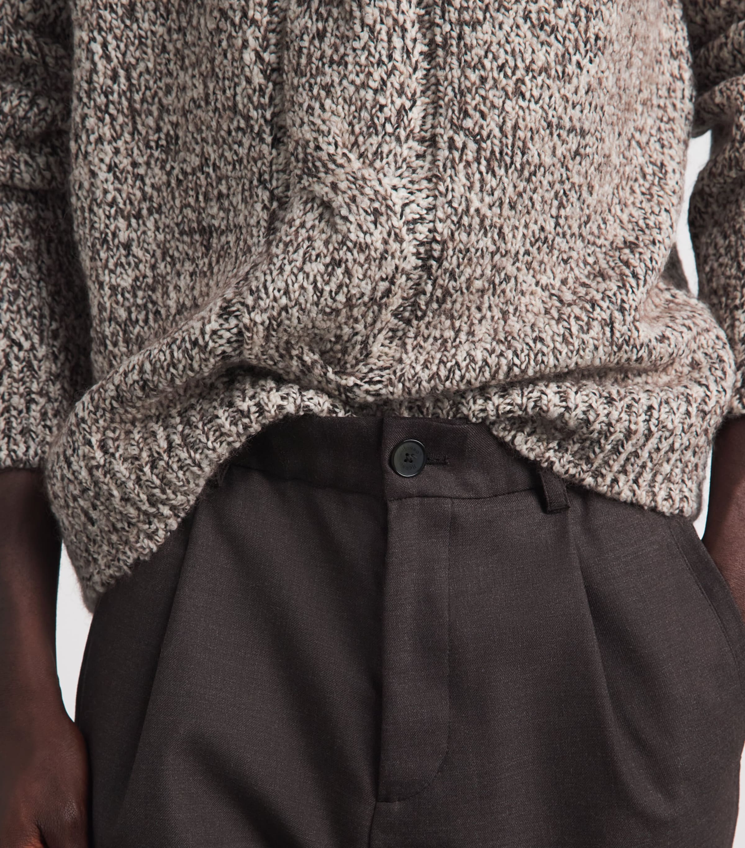 Herno Mens Wool-Blend Crew-Neck Sweater Marrone Scuro Image 3