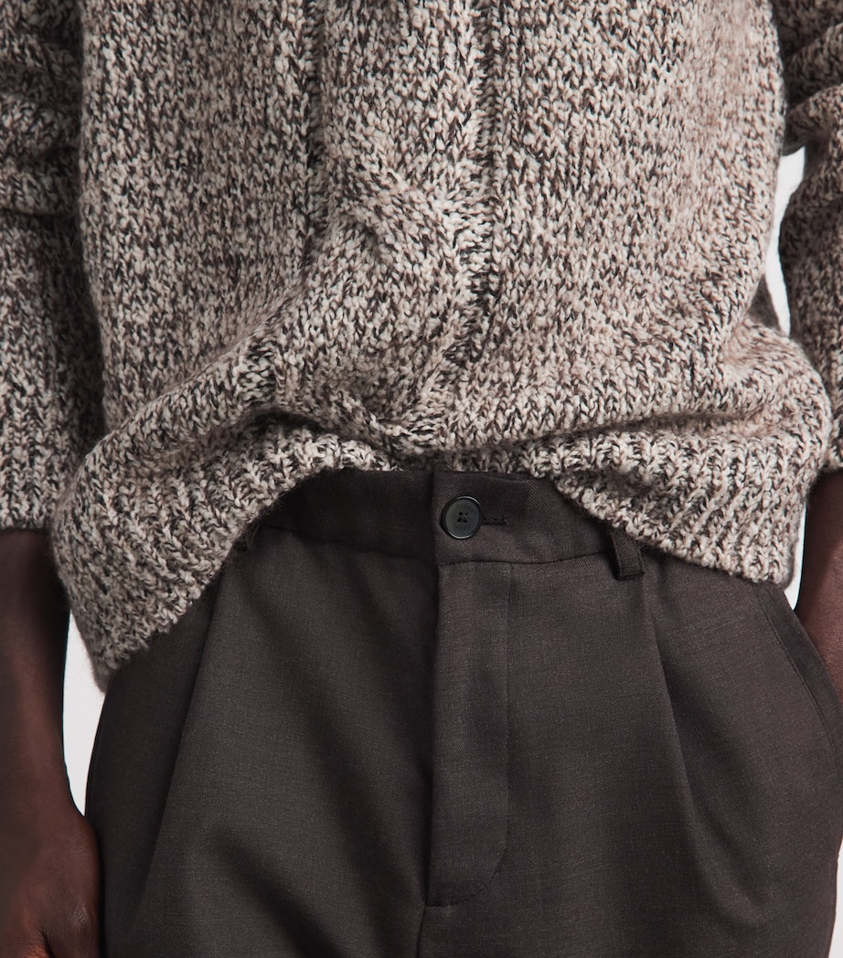 Herno Mens Wool-Blend Crew-Neck Sweater Marrone Scuro Image 3