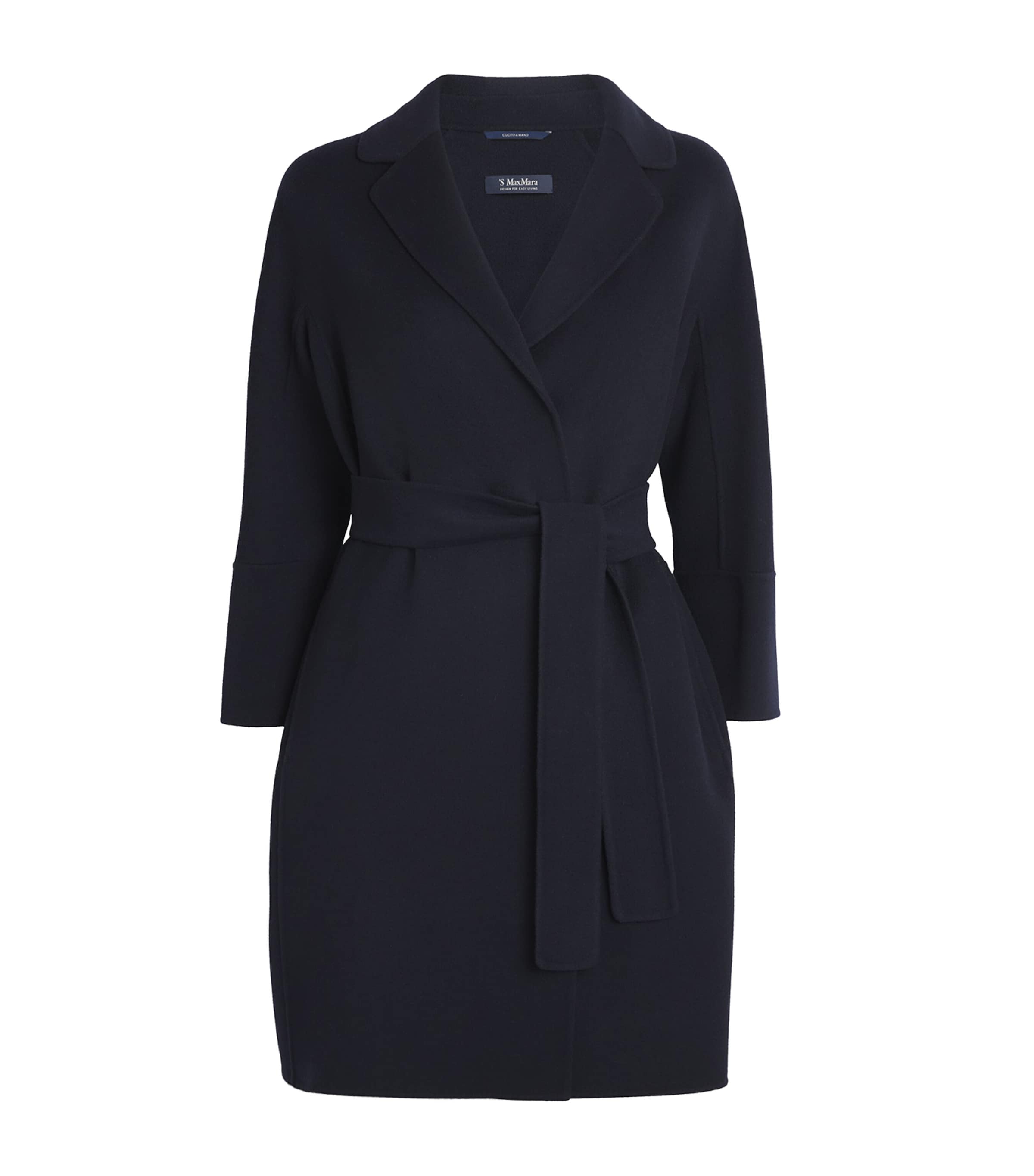 Virgin Wool Short Wrap Coat MIDNIGHTBLUE Image 1