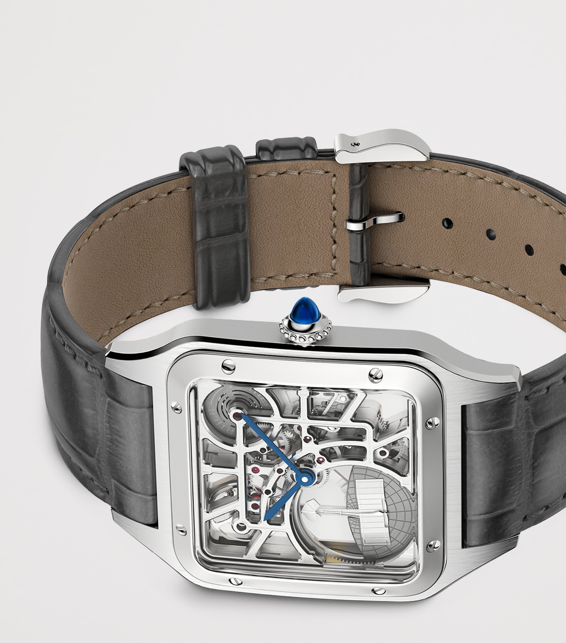 Cartier Stainless Steel Santos-Dumont Skeleton Watch 31mm Steel Image 4