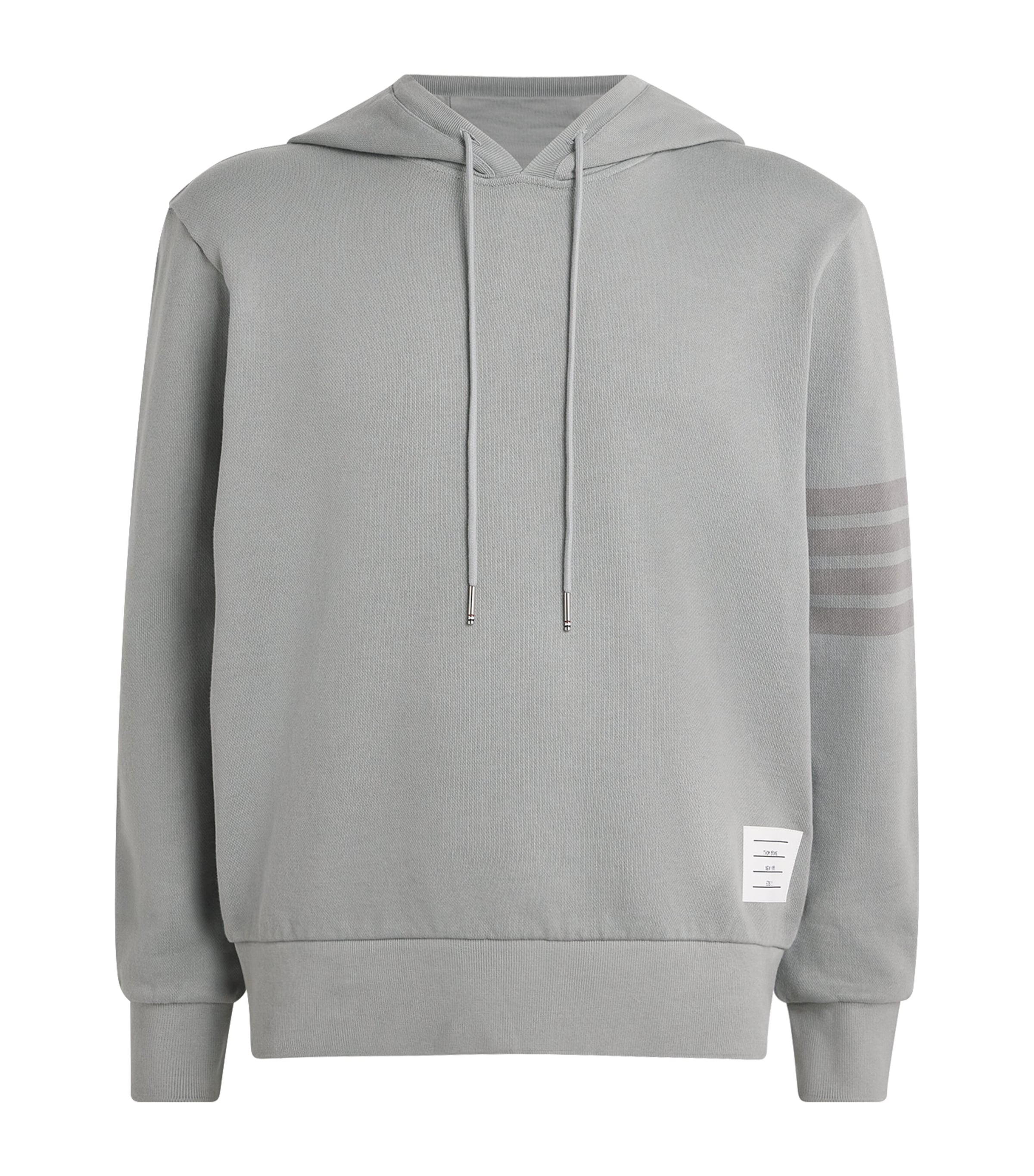 Thom Browne Mens Cotton 4-Bar Hoodie Lt Grey Image 1