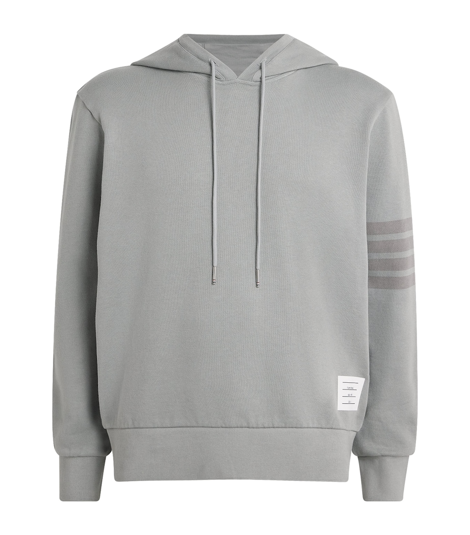 Thom Browne Mens Cotton 4-Bar Hoodie Lt Grey Image 1