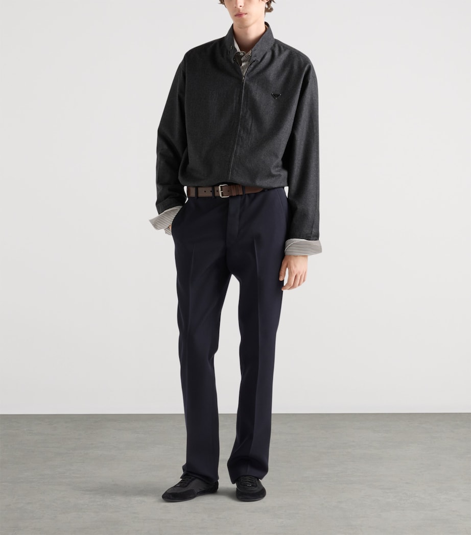 Prada Mens Wool Triangle Zip-Up Jacket Grey Image 2