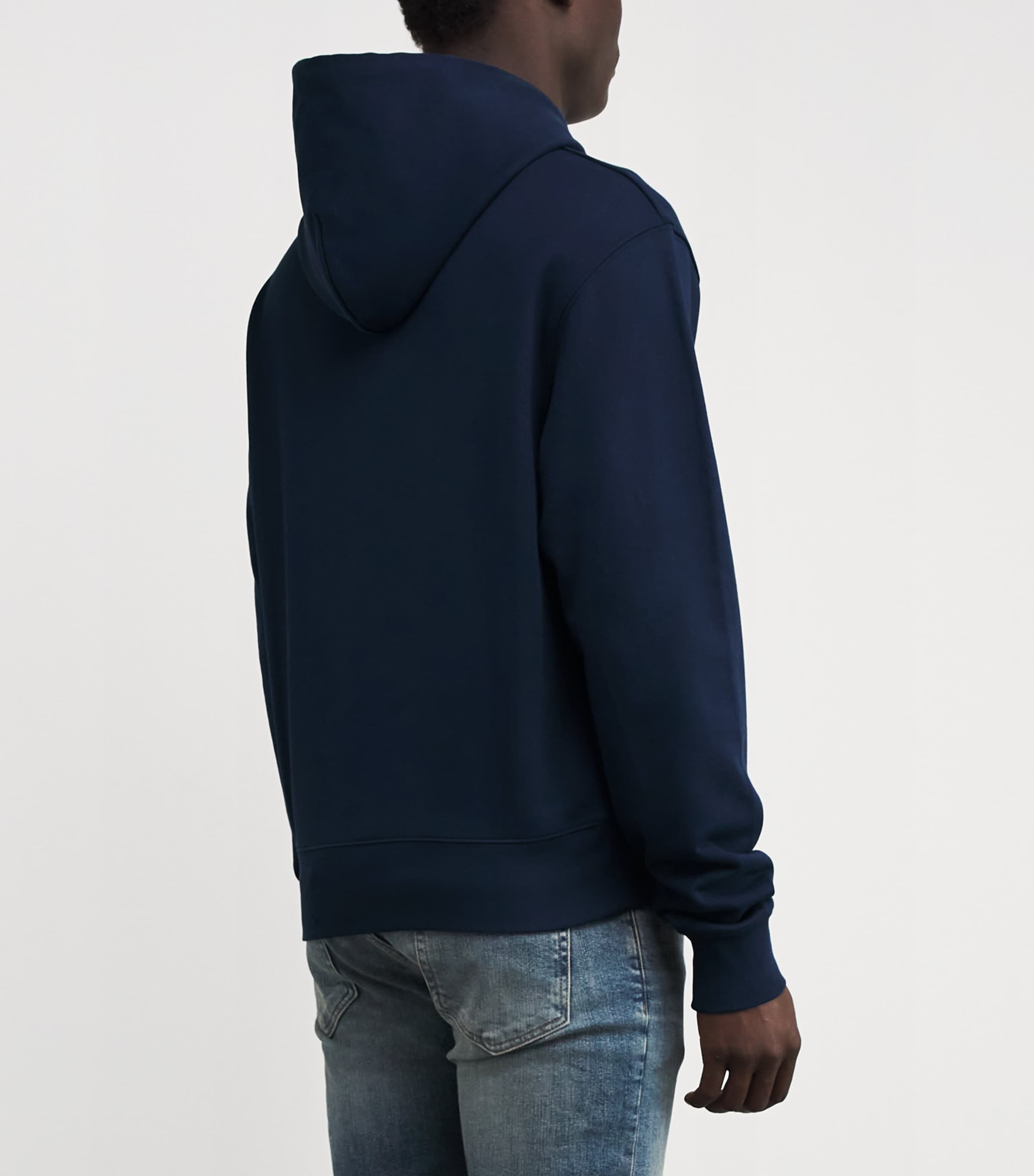 Cotton Patch-Detail Hoodie NAVY BLUE Image 4