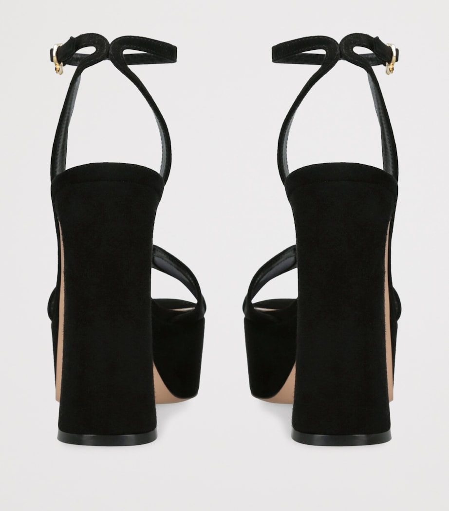 Mesh and Suede Platform Sandals 105 BLACK Image 2