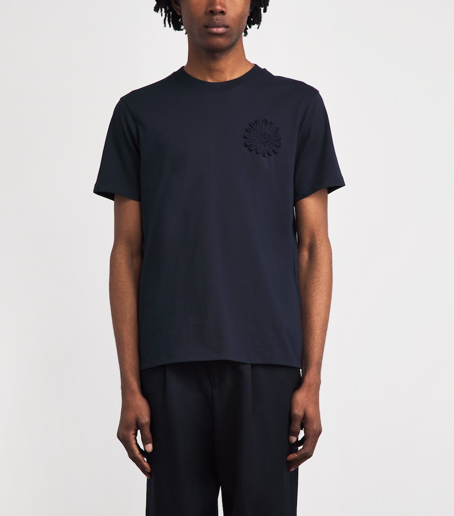 Sandro Paris Mens Cotton Crochet T-Shirt Navy Blue Image 4