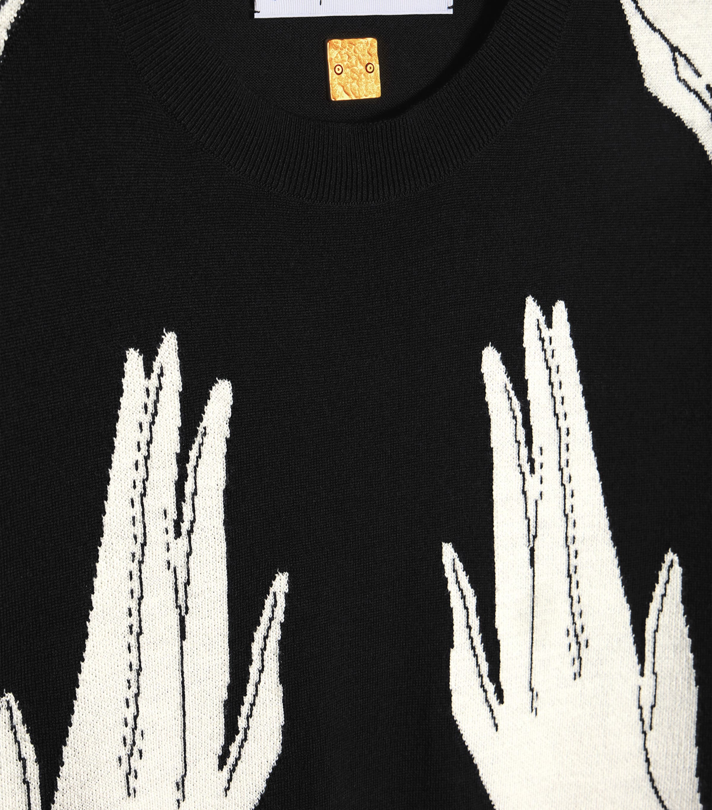 Schiaparelli Womens Wool-Silk Trompe-l'Oeil Hand Top Black/white Image 3