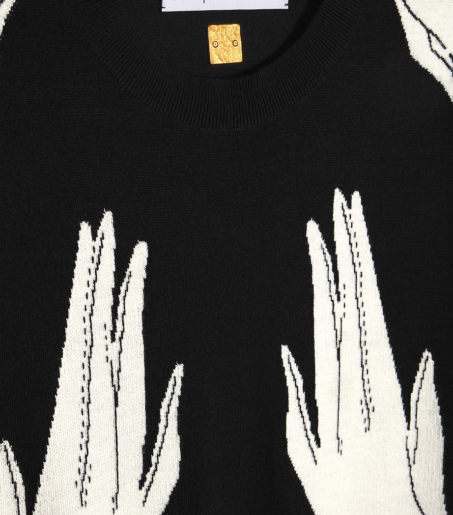 Schiaparelli Womens Wool-Silk Trompe-l'Oeil Hand Top Black/white Image 3