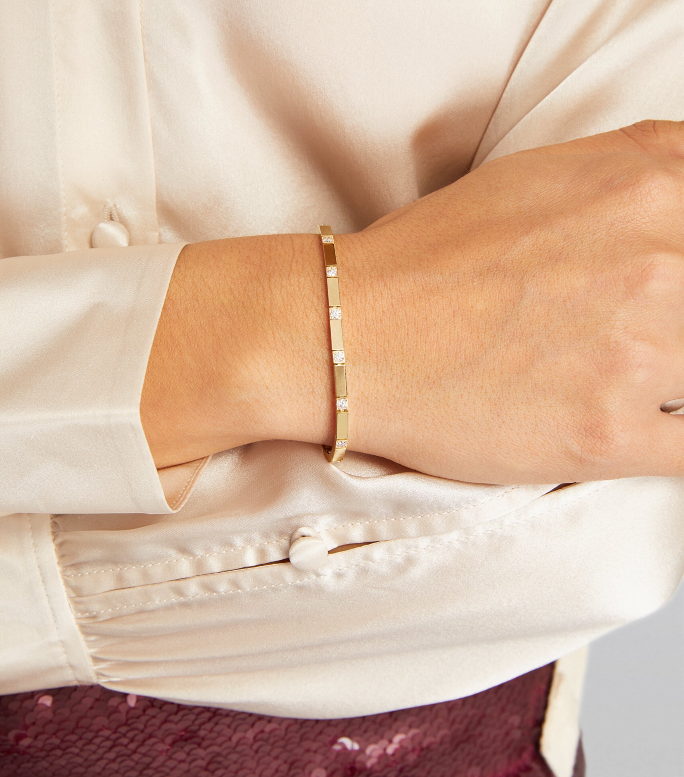 Yellow Gold and Diamond Bar Bracelet YELLOW GOLD Image 6