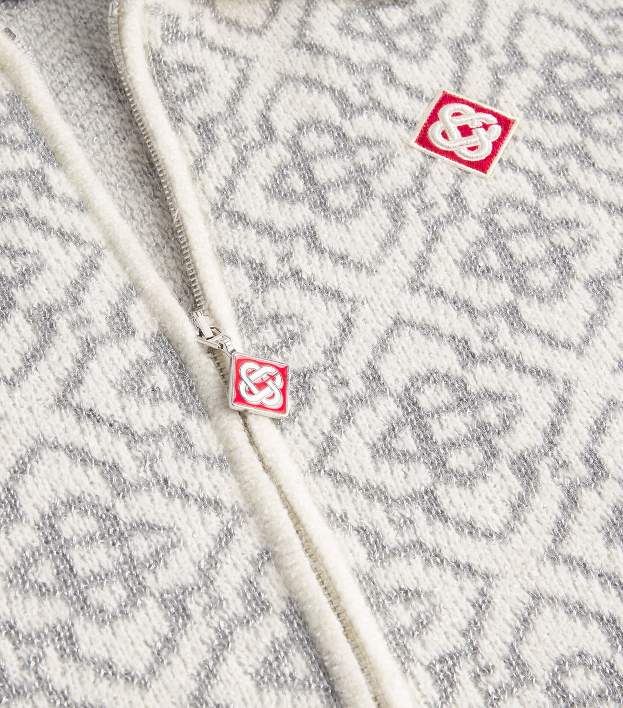 Monogram Zip-Up Cardigan WHITE Image 5