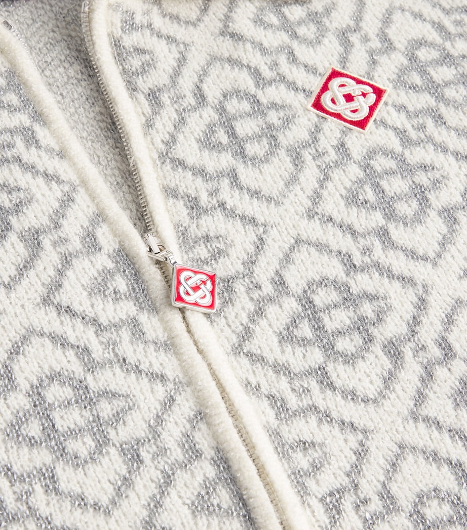 Monogram Zip-Up Cardigan WHITE Image 5