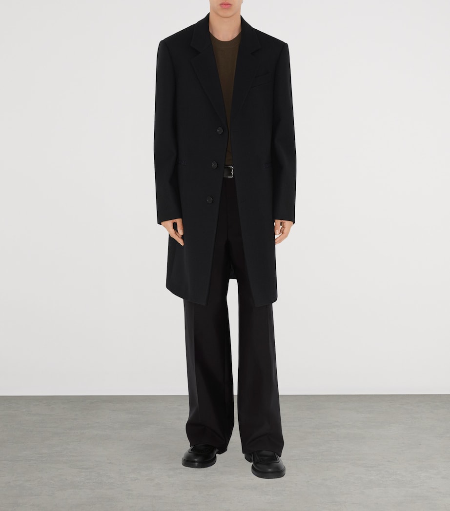 Wool Single-Breasted Tailored Coat BLACK Image 2