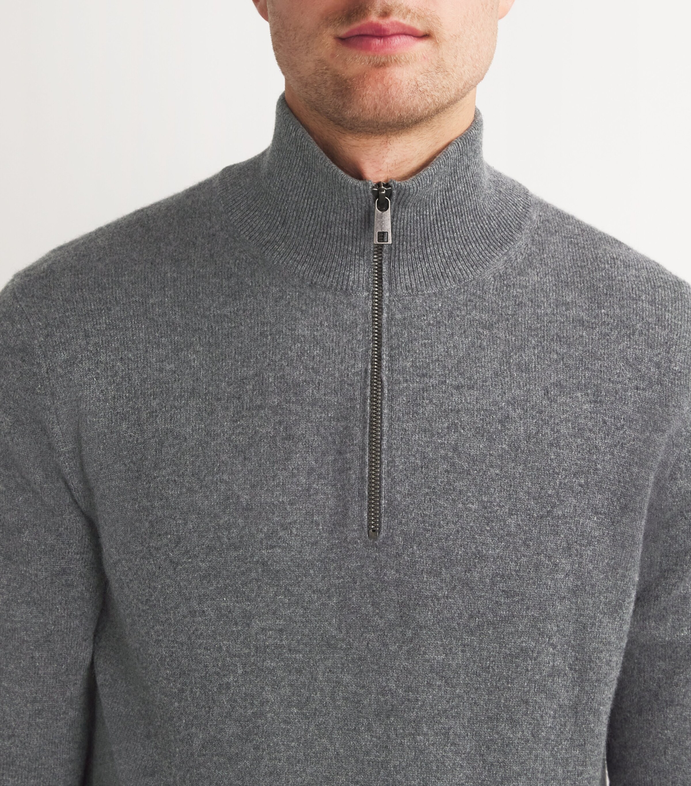 Falke Mens Cashmere Zipped Sweater Drk Gry Heather Image 6