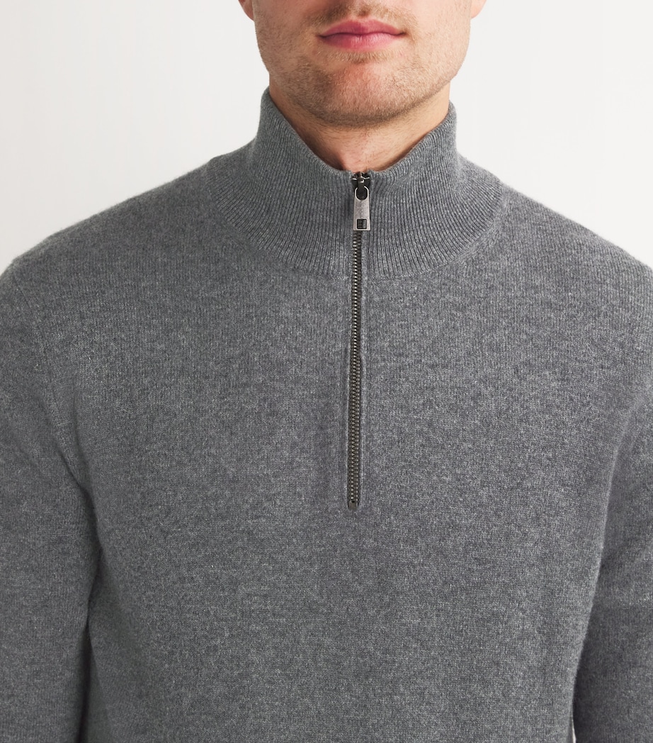 Falke Mens Cashmere Zipped Sweater Drk Gry Heather Image 6