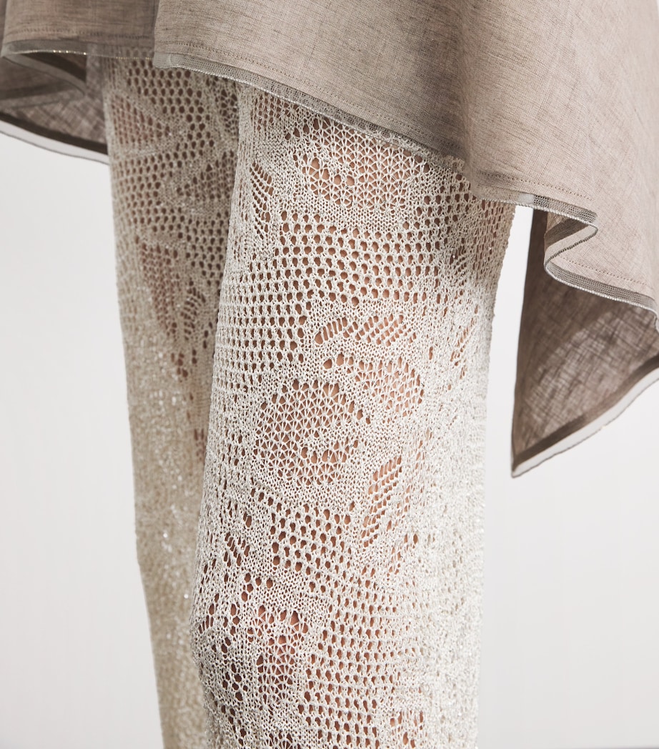 Fabiana Filippi Womens Sequin-Embellished Crochet Trousers Mastice Image 3