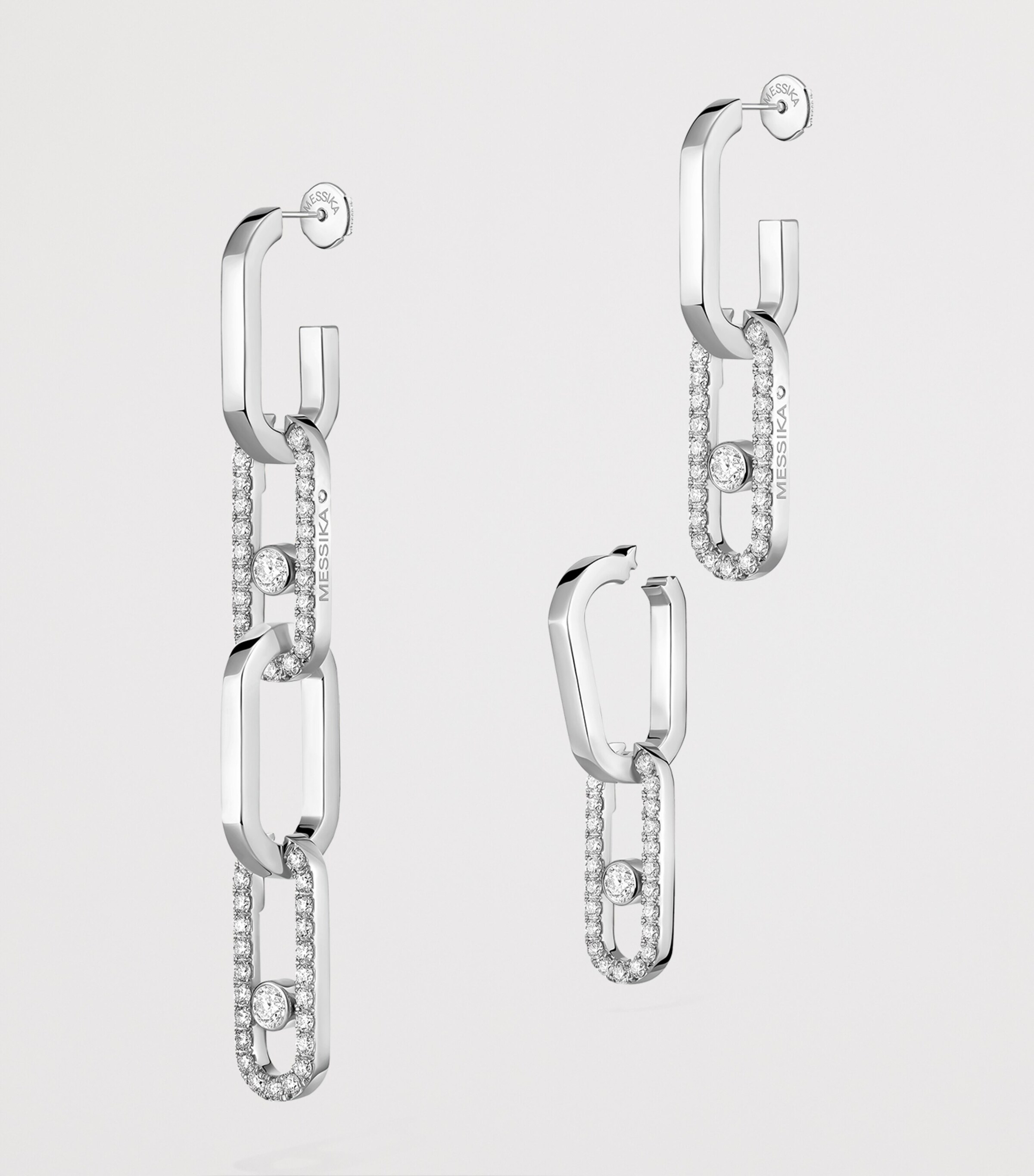 Messika Move Link White Gold and Diamond Convertible Earrings White Gold Image 3
